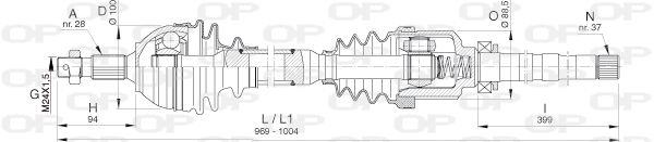 OPEN PARTS Piedziņas vārpsta DRS6398.00